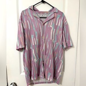 Men’s XL Zara Purple button up polo abstract pattern